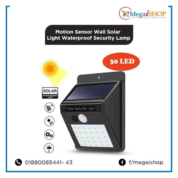 30 LED Solar Powered Wall Light PIR Motion Sensor Solar Light