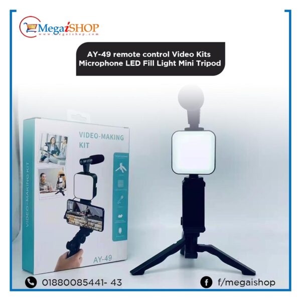 AY-49 remote control Video Kits Microphone LED Fill Light Mini Tripod 2