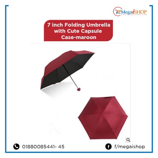 7 inch Folding Umbrella with Cute Capsule Case